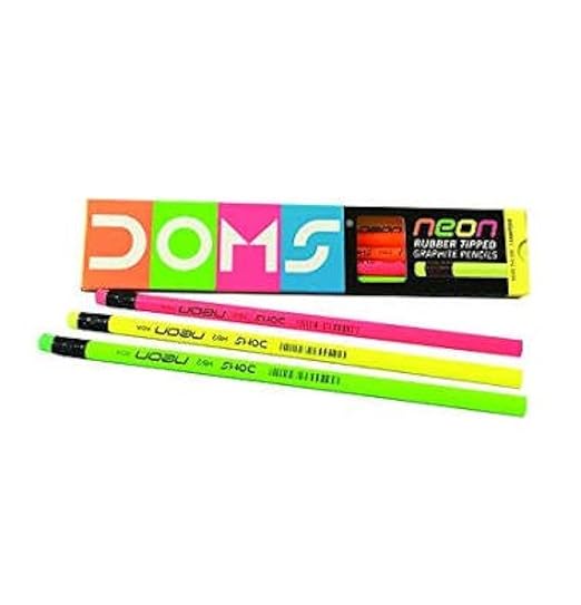 Doms Neon Rubber Tipped HB/2 Graphite Pencils