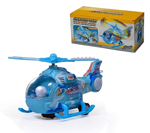 Rotating Musical Helicopter Aircraft Bump and Go Action Battery Operated Aeropla