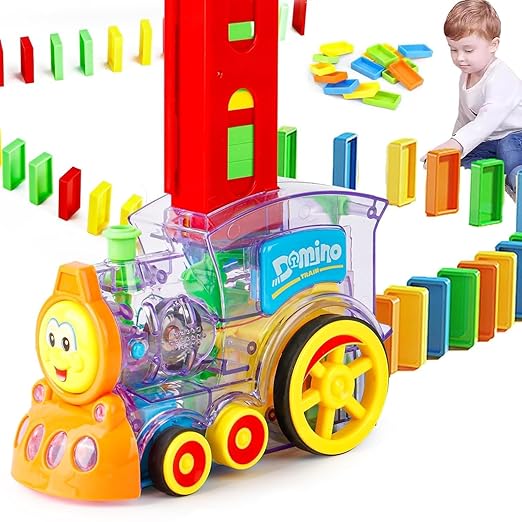 Domino Train Toy, 40 Pieces Domino Blocks Set for Kids Educational Game Play Set
