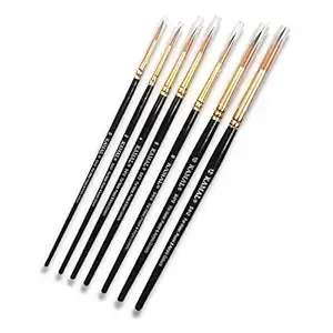 Wooden Painting Brush - All numbers 2, 4, 6, 8, 10 , Flat +  Round