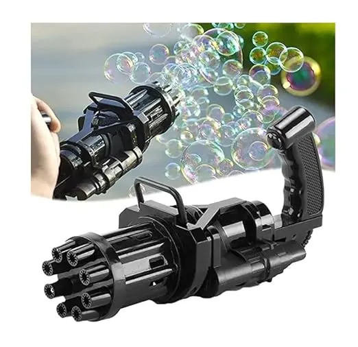8-Hole Electric Gatling Bubble Gun with Bubble Solution | Automatic Bubble Blast